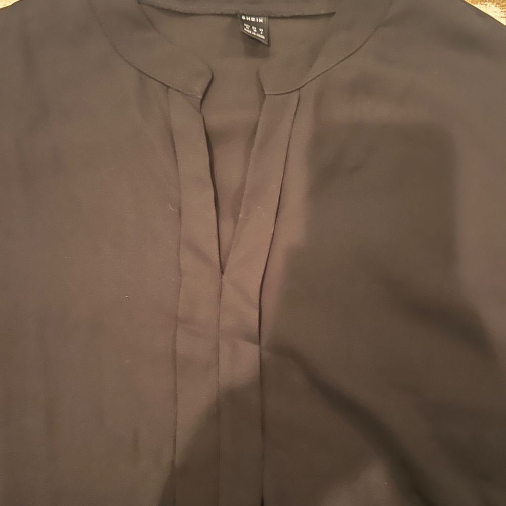 Black Shein Split Neck Top Size Medium - image 2